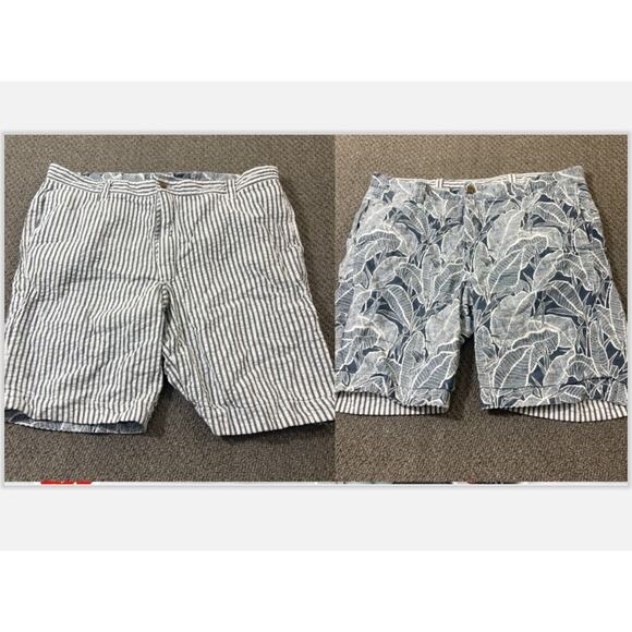 Tailor Vintage Other - Reversible Tailor Vintage Shorts Mens Size 38 Floral Striped Tropical Hawaiian